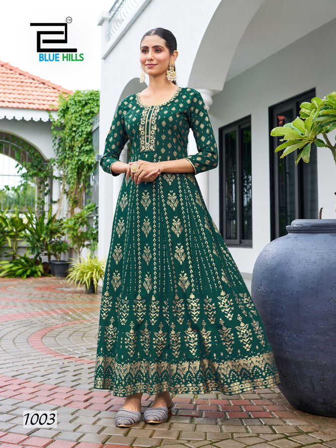 Walkway Special Rayon Foil Printed Anarkali Long Kurti Wholesale Shop In Surat